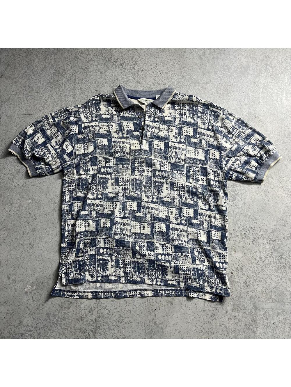 Vtg 90s Reebok Golf Polo Shirt Sz. L Abstract Pattern AOP Retro
